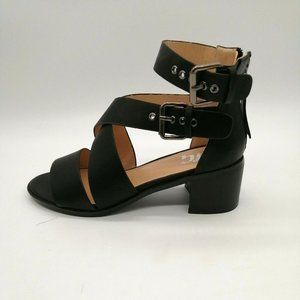JC Womens Soraya Block Heel Ankle‎ Strap Sandal Cushioned Black Sz 5.5 NEW